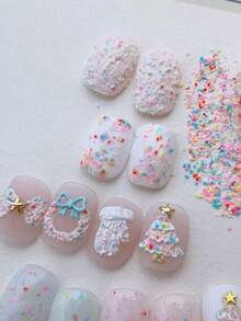 1 Box Candy Granules Nail Art Supplies, Mixed Candy Crumbs Powder, Christmas & New Year Nail Decor, Sweet Atmosphere Nail Essential, Suitable For Holiday Styles To Brighten Fingertips, Used For Nail Decoration