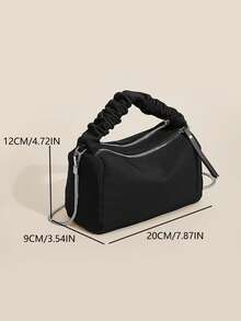 Túi đựng bowling PU vân vải họa tiết cổ điển, túi xách/túi đeo vai thời trang dành cho nữ, phù hợp để đi làm, mùa thu/đông - màu đen - Xem 5