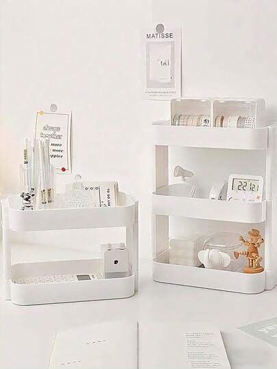 1pc Desktop Organizer Rack, Multi-Layer Storage Shelf, Bedside Bookshelf, Student Desk Office Computer Desk Organizer, Cosmetic Display Rack, Suitable For Dorm, Bathroom, Kitchen, Bedroom, Desk Organizer, Office Desk Storage Box, Cosmetic Storage Box, Organizer And Storage