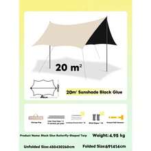 Toldo de lona Oxford de 450cm x 430cm para acampada, protección solar 4 en 1, impermeable, a prueba de viento, material de alta calidad, esencial para acampada al aire libre - Multicolor - Ver 6