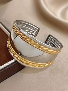 1 Pc Vintage Chunky Cuff Bracelets For Women Stylish Stainless Steel Bracelet Daily Party Jewelry Christmas Gifts - D997557B-001 - View 6