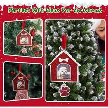 Adorno de árbol de Navidad con marco de fotos adorno de metal para decoración de árbol de Navidad adorno decorativo para colgar árbol de Navidad recuerdo anual 1 casa de perro - Plateadoyrojo - Ver 7