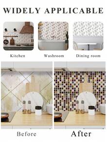 WoStick 10 Inch X 10 Inch Waterproof Textured Vinyl DIY Wallpaper, Self-Adhesive Backsplash Tile, Peel And Stick Mosaic Tile, For Home Decor - Rose Gold - View 11