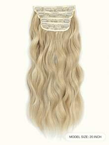 16inch 20inch Pearl Blonde Hair Extensions 4PCS Clip In Hair Extensions Full Head Wavy Hair Extensions Clip Ins Synthetic Hair Pieces For Women Natural Luster - Gold - View 2