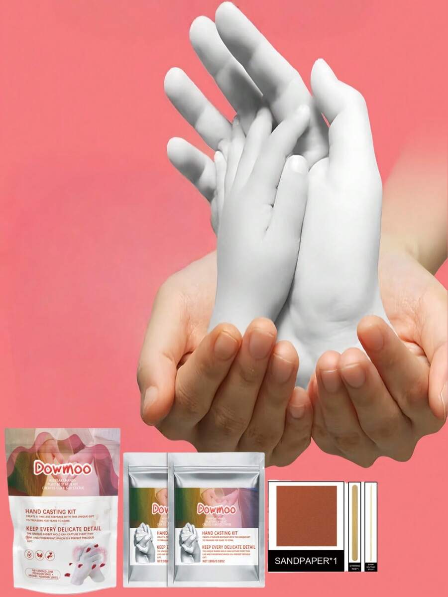 DOWMOO 1件装手模粉套装，3D手模石膏浇铸DIY工艺品礼品，克隆模型粉可增强空间思维和动手能力，适合所有年龄段