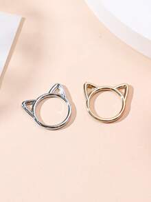 1pc Versatile Minimalist Cute Alloy Owl Accessory Jewelry - Cat Head - View 1
