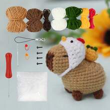 Capybara Crochet Kit, Cute Animal Crochet Kit Set, Christmas Gift, Crochet Kit For Beginners, Crochet Kit For Craft Lovers, Crochet Kit For Adults, DIY Crochet Kit Capybara And Tortoise, Hand Knitted Animal Creation Set (Tool Accessories With Random Colors)