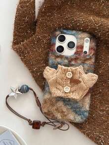 Cute Knitted Sweater Style Protective Case Compatible With Iphone 17 Pro, 17 Pro Max, 14, 16 Pro Max, Autumn/Winter - Multicolor - View 1