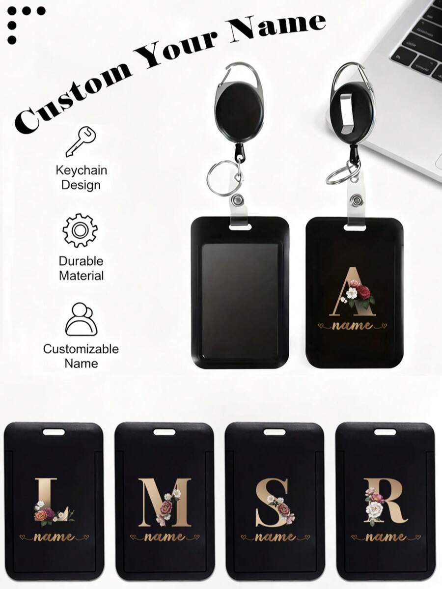 Durable Retractable Name Tag/Keychain ID Card Holder With Customizable Name, Featuring Employee Card Cover And Security Accessories. Suitable For Business Professionals, With Personalized Name Design, It Can Be Used In The Office And Offers Multiple Customization Options For ID Display.