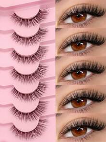 7 Pairs Natural Look False Eyelashes, Delicate & Soft Faux Mink Material, Transparent Lash Bands, Suitable For Beginners Daily Makeup, Reusable - Natural Lashes - View 1