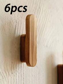 6-Piece Rustic Wooden Wall Hook Set - Easy Installation, Handcrafted Entryway, Bedroom, And Bathroom Coat Rack - Charming Home Decor Organizer, Robe And Towel Hooks, Christmas Decorations, Best Christmas Gifts 2025 - Wood Color - View 7