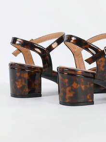 女士无后跟低跟时尚鞋，尖头套脚优雅高跟凉鞋，百搭舒适，春夏新品 - 豹紋 - 查看 7