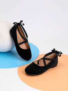 1双秋季新款花卉装饰公主风帆布平底鞋，学生女生户外舒适舞蹈平底鞋，婚鞋 - 黑色 - 查看 4