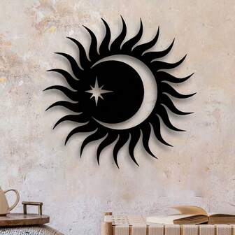 1 pieza Arte colgante de pared de metal con sol y luna - Decoración espiritual única para el hogar y el jardín, uso interior/exterior, fácil de colgar, decoración de pared | Arte de pared espiritual | Arte de metal duradero, decoración de luna