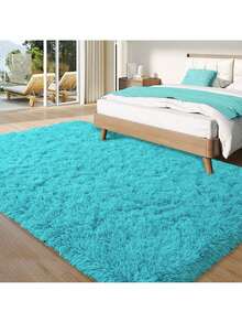 Area Rugs For Living Room, Large Fluffy Blue Rug For Bedroom, Soft Shag Shaggy Fuzzy Carpets For Boys And Girls Dorm Room Home Decor - Teal Blue - View 8