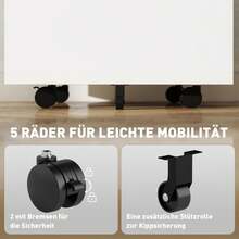 Vinsetto Filing Cabinet With Wheels, 2 Drawers, Lockable, Wheels, A4, Steel - 1 - View 3