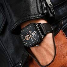 男士奢华假日套装：机械表盘腕表 + 优雅黑色真皮钱包 + 太阳镜 + 时尚皮带 + 钥匙扣 + 贺卡，完美的圣诞/新年礼物，展现男士魅力，一套完整的必备单品。 - 黑色 - 查看 7