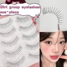 5对自然透明3D U型纤细假睫毛，打造完美眼妆，适合初学者，低过敏性