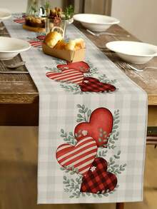 1 Peça Trilho de Mesa com Padrão de Coração para o Dia dos Namorados, Trilho de Mesa Decorativo para o Dia dos Namorados, Suprimentos para Festa Interna/Externa, Decoração de Ambiente, Adequado para Decoração de Cozinha e Festa de Natal em Casa - Multicolorido - Visão 9
