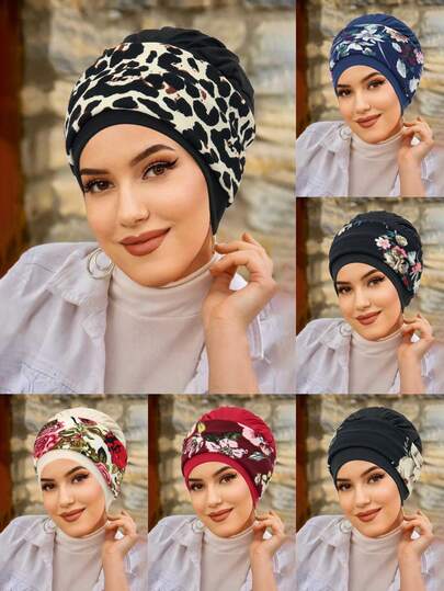 1pc New Fashion Street Style Printed Headband Twist Turban Hat, Floral Design Headwrap For Women