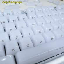 水晶键帽套装，OEM高度PC材质键帽，白玉主题半透明设计，适配MX轴和6.25U空格键，适用于游戏和办公机械键盘，仅含键帽（不含键盘），机械键盘DIY配件