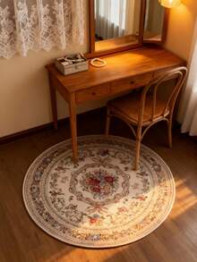 1pc Vintage Floral Round Area Rug, Rose Flower & Vine Pattern, Elegant & Cozy, Multiple Sizes Available, Soft Plush Material, Decorative Carpet For Bedroom, Living Room, Home Decor, Washable, Suitable For Autumn/Winter - Multicolor - View 7