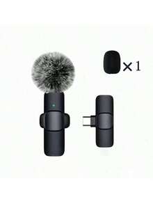 Black Clip-On Wireless Microphone, Wireless Lavalier Microphone Compatible With IPhone, Android, Professional Clip-On Microphone, Plug And Play Wireless Microphone, Mini Microphone, Suitable For Gaming Live Streaming, Video Recording, Interviews, Vlog - Black - View 4