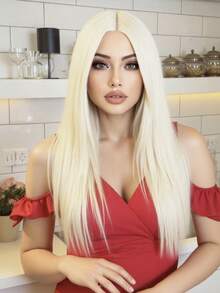 26-Inch Brown Long Straight Middle-Parted Full Wig For Women, Suitable For Daily Wear, Parties And Holidays - Multicolor - View 15