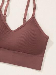 5pcs Women's Underwear Set: High Support V-Neck Seamless Sports Bra - Soft, Comfortable, Breathable, Skin-Friendly