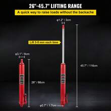 Hydraulic Long Ram Jack, 3 Tons/6600 Lbs Capacity, With Single Piston Pump And Clevis Base, Manual Cherry Picker With Handle, For Garage/Shop Cranes, Engine Lift Hoist, Red - 3 Tons Red - View 3