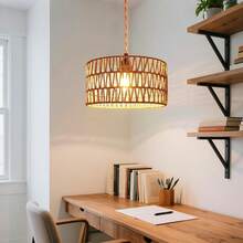 1pc Wicker Lamp Shade, Small Lamp Shade (Shade Only), Vintage Small Rattan Lamp Shade Replacement, Suitable For Floor Lamp, Pendant Light, Table Lamp, Wall Lamp, Christmas Gift, Living Room Lighting, Desk Lamp - Multicolor - View 2