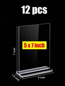 8.5英寸×11英寸、5英寸×7英寸、4英寸×6英寸T型亚克力标牌架展示架，多件装（1/3/6/12），适用于家庭、办公室、零售店、餐厅、婚礼、情人节、返校季、菜单、卡片、传单展示，空白亚克力标牌 - 彩色 - 查看 10