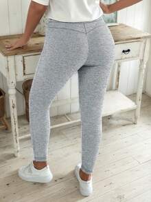 Quần legging bó sát cỡ lớn dành cho nữ, kiểu dáng thanh lịch, chất liệu mềm mại, co giãn, thích hợp cho mùa xuân, hè, thu đi làm, dáng ôm vừa vặn có túi. - Màu Xám nhạt - Xem 6