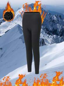 1pc Women's Thermal Lined Thermal Leggings - Soft & Skin-Friendly, Warm, Elastic & Comfortable, Suitable For Layering In Autumn/Winter, Warming - Black - View 1