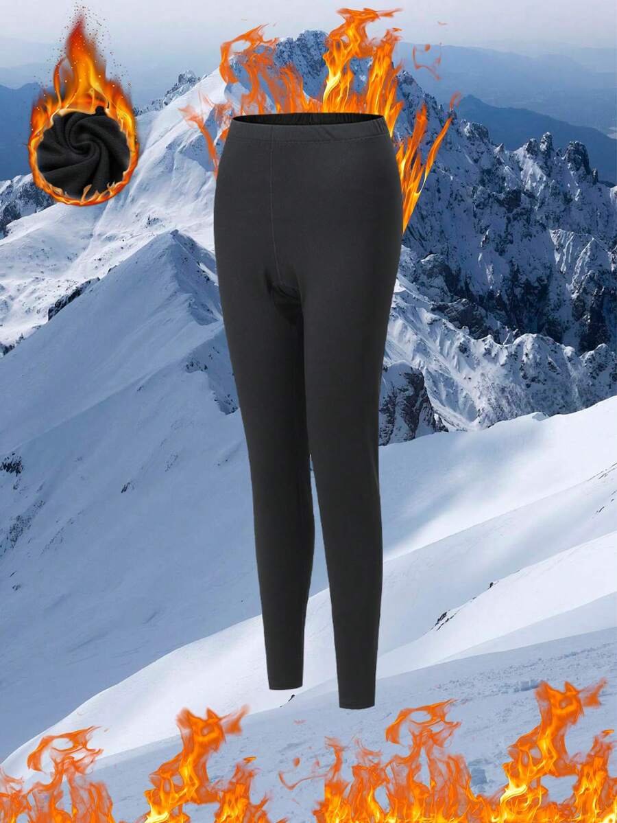 1pc Women's Thermal Lined Thermal Leggings - Soft & Skin-Friendly, Warm, Elastic & Comfortable, Suitable For Layering In Autumn/Winter, Warming - Black - View 1
