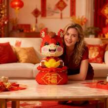 8000片幸运袋招财马积木拼图装饰品，DIY装饰，家居装饰，适合14岁以上人群的节日礼物，ABS材质，是圣诞节和万圣节的理想礼物，节日装饰，圣诞装饰，营造节日氛围，装饰展示，创意设计，经久耐用，大型结构，组装套件，收藏展示，游戏玩家