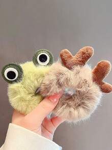 5 pezzi di elastici per capelli in peluche per adolescenti, coda di cavallo con orecchie di coniglio, anelli a intestino largo, anelli per capelli in spugna a tema autunnale e invernale, elastici per coda di cavallo, fasce per capelli, accessori per capelli in colori casuali - Multicolore - Visualizzare 5