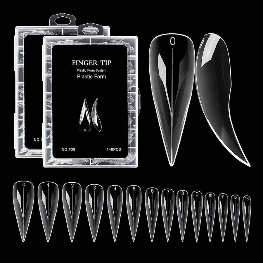 Halloween Cat Claw Medium Curved Stiletto Nail Dual Forms For Poly Gel Extension, Cat Claw Nail Tips Full Cover Eagle Claw Press On Nails For Nail Art Design Salon DIY(2 ,280Pcs,14 Sizes) - 中等的 - 查看 1