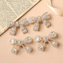 2pcs Shiny Silver Butterfly Shoe Clips, Metallic Mesh Texture, Fully Studded With Rhinestones. Exquisite And Glamorous, Adds Elegant Charm To Footwear - Gold - View 6