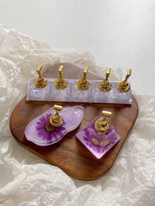 亚克力极光彩虹色矩形钻石形状美甲展示架，树脂水晶珠水钻复古韩国花朵激光 DIY 家居和户外女士母亲姐妹妻子女友婚礼美甲沙龙美容情人节使用