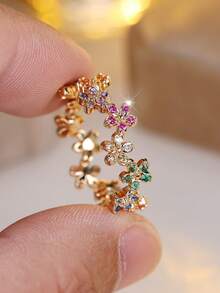 Vanel 时尚优雅花卉设计复古波西米亚风戒指，适合日常佩戴和派对场合，女士奢华珠宝，日常饰品 | 复古波西米亚风戒指 | 精湛工艺 - 戒指 - 查看 1