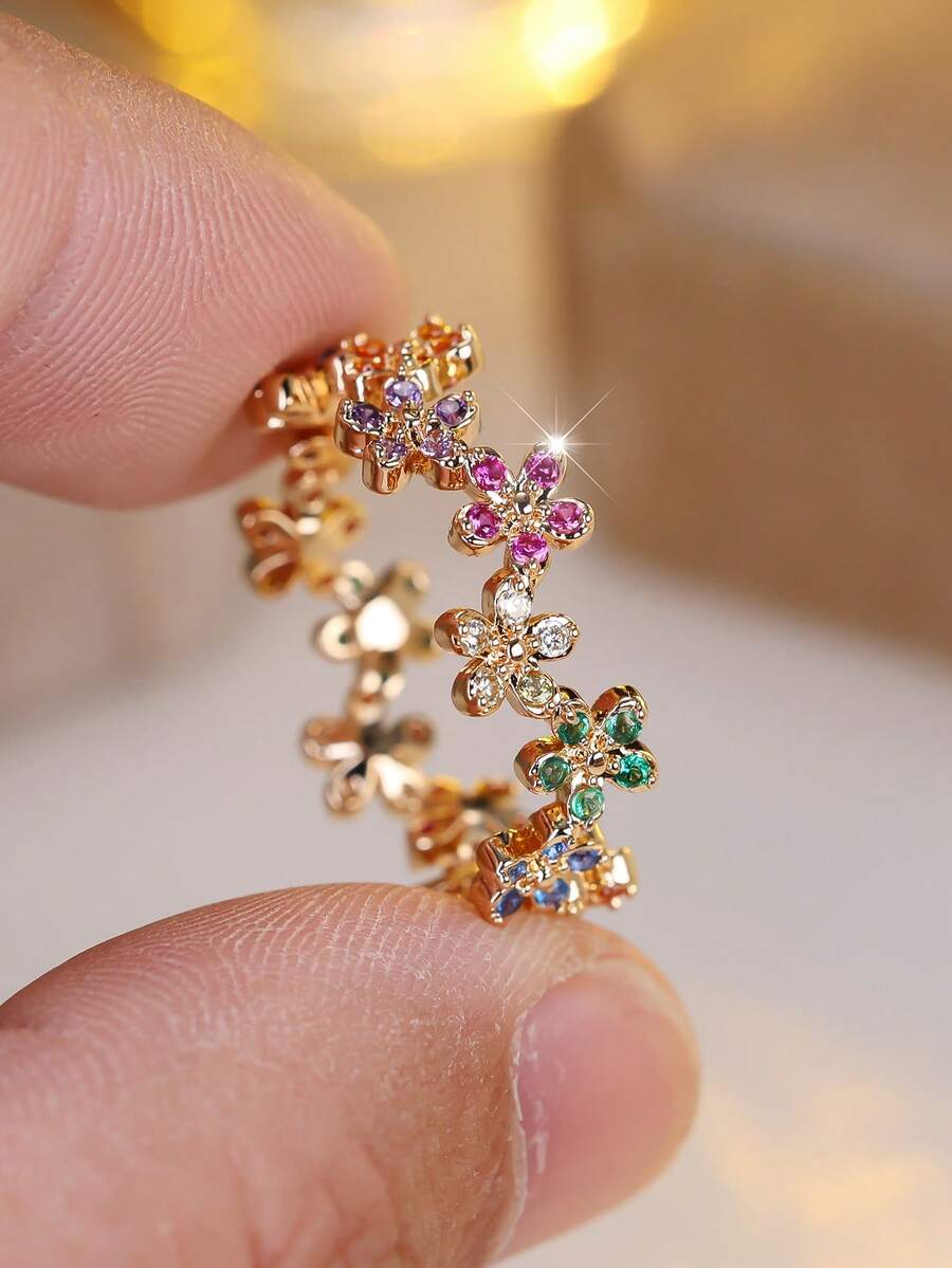 Vanel 时尚优雅花卉设计复古波西米亚风戒指，适合日常佩戴和派对场合，女士奢华珠宝，日常饰品 | 复古波西米亚风戒指 | 精湛工艺 - 戒指 - 查看 1