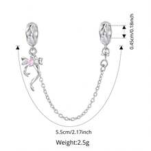 WOSTU 1件925纯银可爱雪花蝴蝶邪眼心形硅胶安全链，适用于女士手链DIY时尚饰品礼品