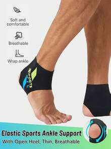 1 Paar elastische Sport Knöchelstütze - Herren & Damen - für Laufen, Basketball, Fitness, Alltag, Leben, Gym Zubehör - Blaugrüne Sport-Knöchelbandage mit schwarzer Basis - Übersicht 2