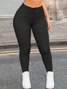 Apperloth A 加拉链门襟纯色紧身裤朋克音乐节