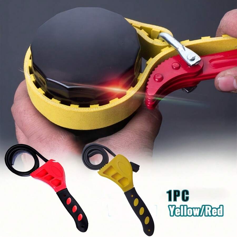 1pc Belt Wrench, Oil Filter Puller Strap Spanner, Chain Wrench, Strap Opener, Adjustable Disassembly Tool - Heavy-Duty Steel Construction - For Mechanics & DIY Enthusiasts - Ideal For Automotive Repairs & Maintenance - Multicolor - View 1