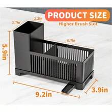 XZGB Rustproof Kitchen Sink Organizer For CountertopMultifunctional Sink Organizer Caddy And Organization Scrub Brush And Sponge Holder Plastic Sink Storage Rack Sponge Drain Rack Dish Soap Dispenser Black - 黑色 - 查看 3