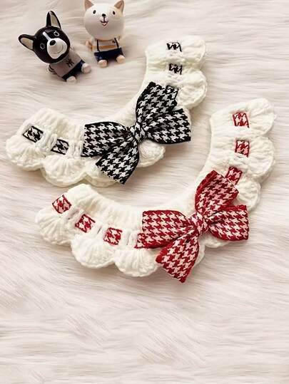 1pc Soft Adjustable Pet Bow Tie - Black & White, Suitable For Cats, Small Dogs, Rabbits - Washable, Suitable For Photos, Daily Wear - All Seasons, Washable Material
