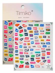 Ein retro-amerikanischer Nagel-Aufkleber mit erhabener Textur, Y2K-Collagen-Stil, mit bunten Textfragmenten, alltäglicher Umgangssprache, Internet-Schlagwörtern und anderen Elementen, geeignet für persönliches DIY und die Erstellung eines retro-Subkultur-Nagellook - Verschiedenfarbig - Übersicht 8