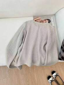 时尚纽扣针织开衫 - 休闲长袖，纯色，女士秋冬服装时尚毛衣